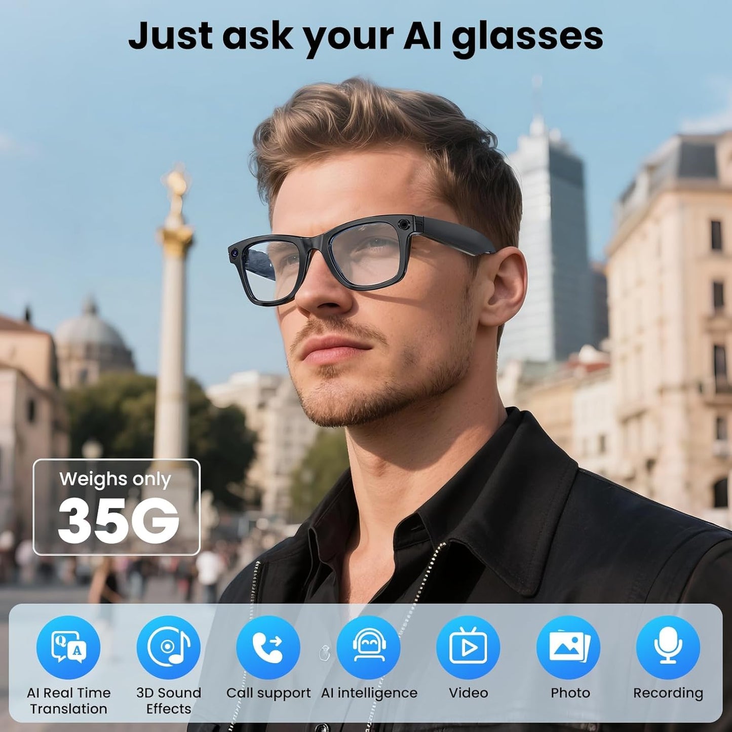AI Smart Glasses 4K HD Camera