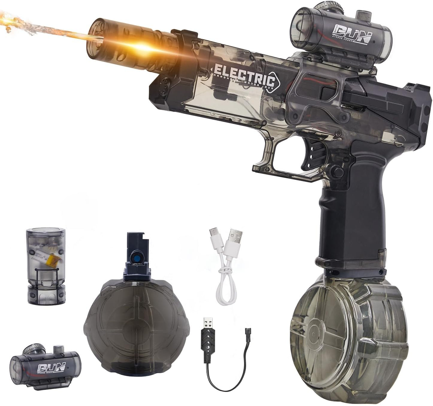 Electric Water Gun for Adults Kids: Powerful Squirt Gun, Automatic high Powered Pressure Blaster watergun with Realistic Led Muzzle Flame,28-32 FT Range，Perfect Summer Gift Toys for Age 8-12