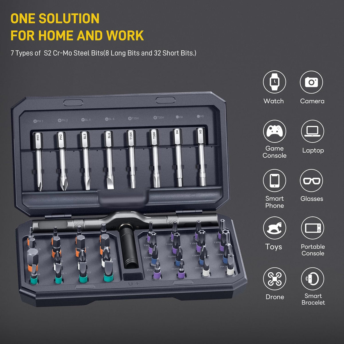 42 in 1 Magnetic Screwdriver Set, Multi Bit Ratcheting Screwdriver Set