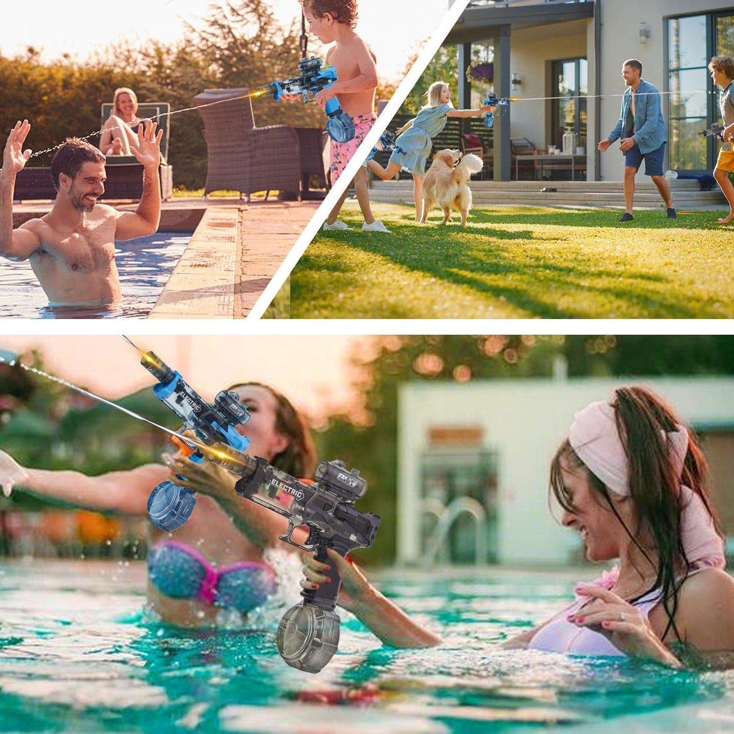 Electric Water Gun for Adults Kids: Powerful Squirt Gun, Automatic high Powered Pressure Blaster watergun with Realistic Led Muzzle Flame,28-32 FT Range，Perfect Summer Gift Toys for Age 8-12